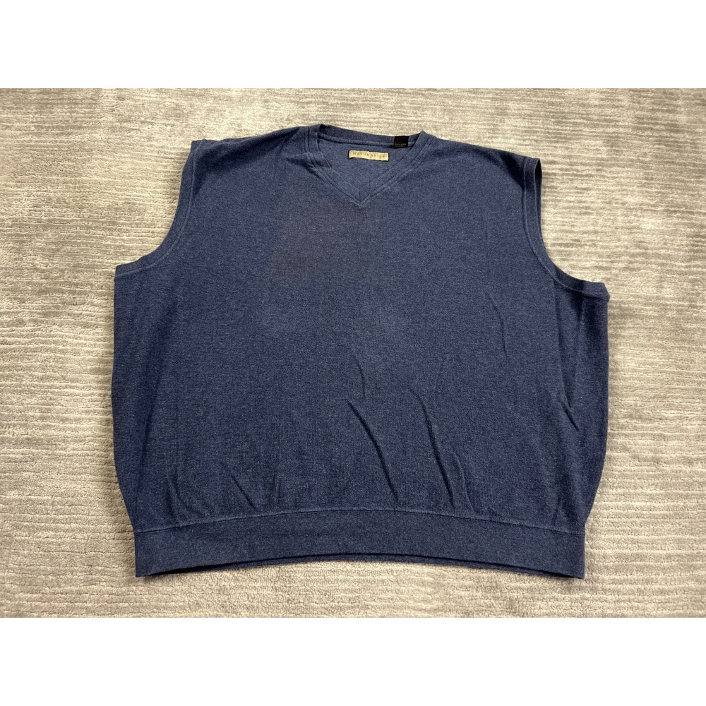Naturalife Sweater Vest Mens 3XLT Blue V-Neck 100% Cotton Solid Knit Layering
